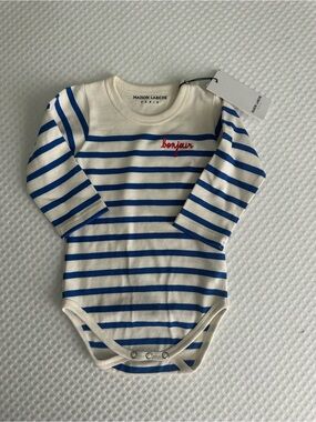 Maison Labiche Paris Striped ‘Bonjour’ Bodysuit Onsie NWT